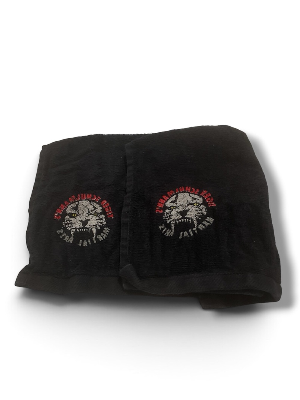 Tiger Schulmann’s Set of Black Hand Towels with Logo